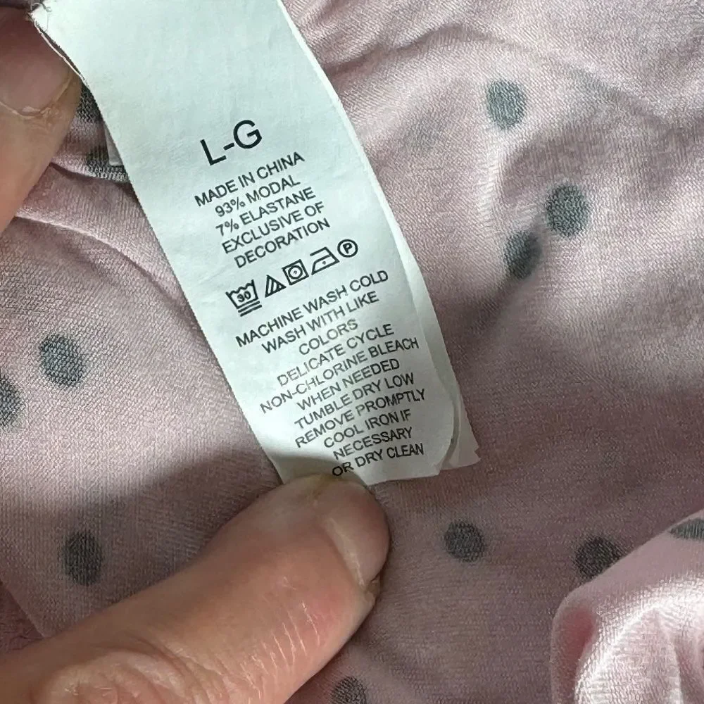 Kate Spade Pink Polka Dot Keyhole Back Shirred Nightgown Sz‎ L
